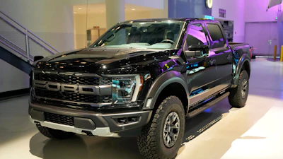 A Ford F-150 truck is displayed at the Dearborn Truck Plant, April 11, 2024, in Dearborn, Mich.