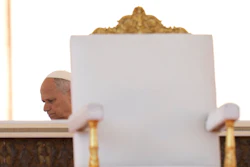 Pope Leo XIV arrives for a Mass for the participants in the jubilee of ordained people in St. Peter's Square, at the Vatican, Thursday, Oct. 9, 2025.
