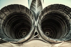 Two tail engines of jet.