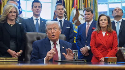 President Donald Trump speaks during an event on fuel economy standards in the Oval Office of the White House, Wednesday, Dec. 3, 2025, in Washington.