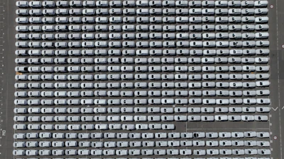 BYD hybrid and electric vehicles shipped from China are parked at Terminal Zarate in Argentina's Buenos Aires province, Tuesday, Jan. 20, 2026.
