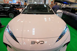 A BYD electric car is on display at the Essen Motor Show in Essen, Germany, Thursday Dec. 4, 2025.