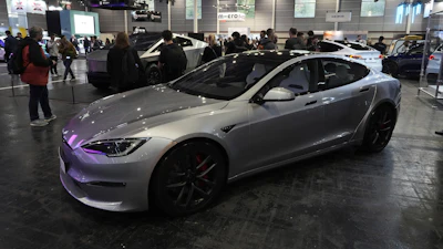 A Tesla Model S is pictured at the Paris Auto Show, in Paris, Oct. 14, 2024.