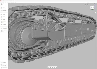 A 3D model of Caterpillar tracks captured with Artec Leo in Artec Studio.