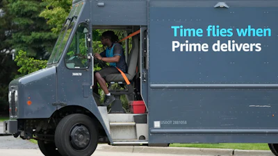 An Amazon truck makes deliveries in Wheeling, Ill., May 16, 2024.