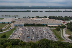 An aerial drone shot of GE Appliances' upgraded Decatur Production Operation in Alabama.