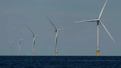Wind turbines operate at Vineyard Wind 1 offshore wind farm off the coast of Massachusetts, July 19, 2025.