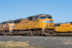 Union Pacific train cars in Bailey Yard, North Platte, Neb., May 2023.