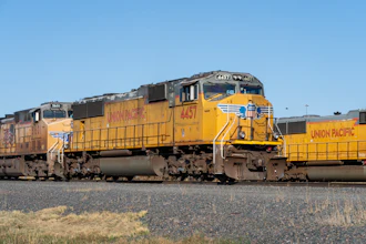 Union Pacific train cars in Bailey Yard, North Platte, Neb., May 2023.