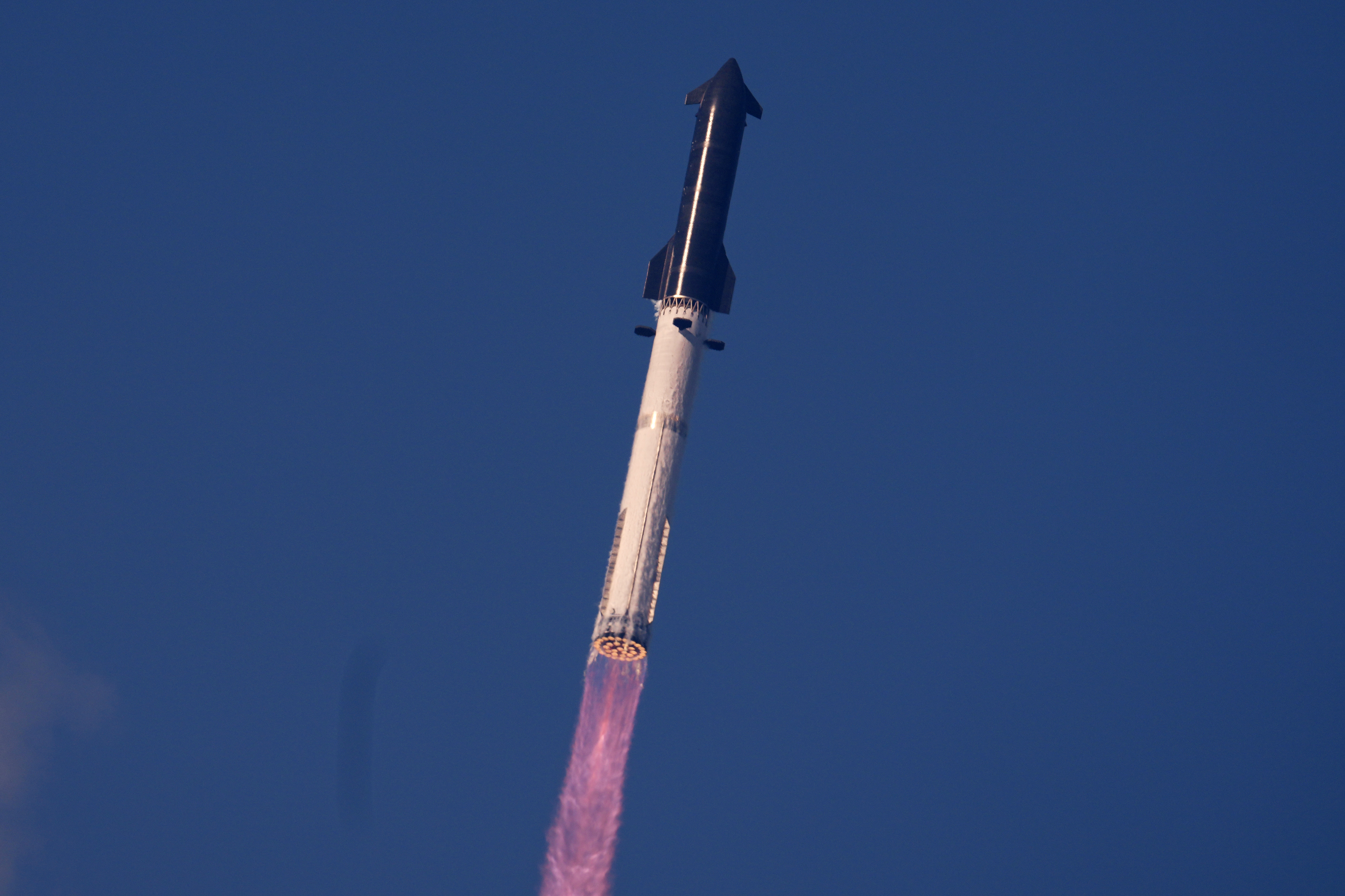 SpaceX's mega rocket Starship makes a test flight from Starbase, Texas, Friday, May 22, 2026.