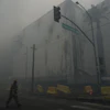 Smoke from a warehouse fire fills the air in the Boyle Heights neighborhood of Los Angeles, June 21, 2026.