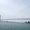 The Gordie Howe Bridge is shown under construction between Windsor, Ontario and Detroit, May 22, 2026.