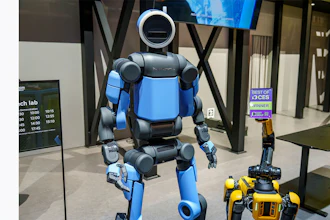 Boston Dynamics received a $25 million award to fund projects tied to manufacturing, workforce training and operations for the company’s Atlas (left), Spot (lower right) and Stretch platforms.