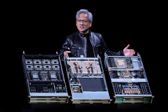 Nvidia CEO Jensen Huang delivers a speech during the Computex 2026 exhibition in Taipei, Taiwan, Monday, June 1, 2026.