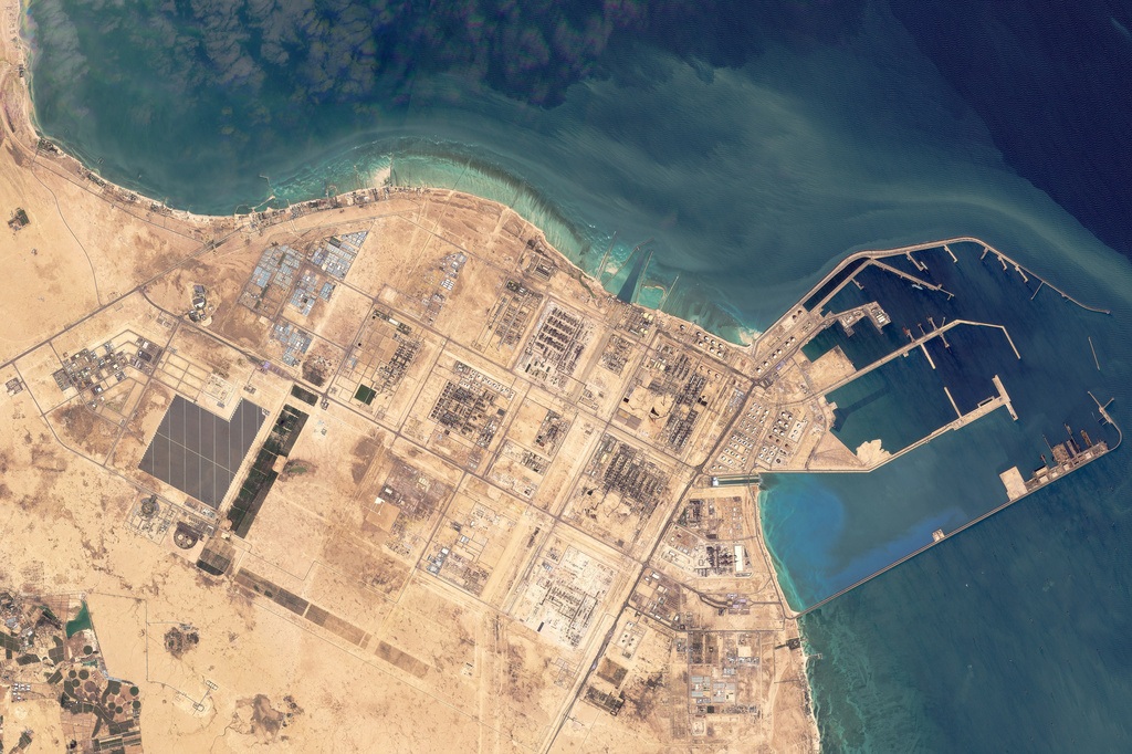 This satellite image from Planet Labs PBC shows the Ras Laffan industrial area in Qatar on March 6, 2026.