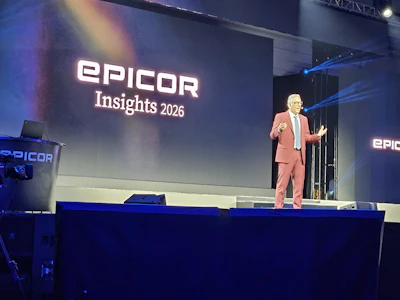Epicor President Vaibhav Vohra speaks at Insights 2026.