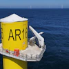 A wind turbine base is visible at Sunrise Wind offshore wind farm that is under construction off the coast of Montauk Point, New York, April 23, 2026.