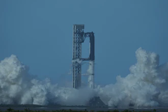 SpaceX's mega rocket Starship begins its take off but is aborted, in Starbase, Texas, Thursday, July 16, 2026.