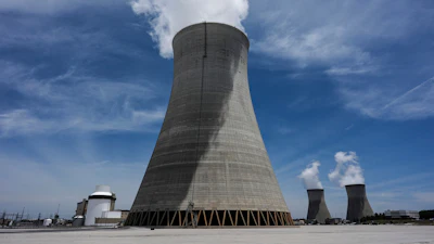 Cooling tower three with one and two in the background operate at the nuclear reactor facility at the Alvin W. Vogtle Electric Generating Plant, May 31, 2024, in Waynesboro, Ga.