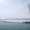 The Gordie Howe Bridge is shown under construction between Windsor, Ontario and Detroit, May 22, 2026.
