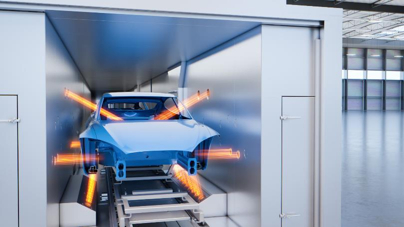 The EcoSmartCure straight-through oven reduces energy consumption through demand-based temperature control.