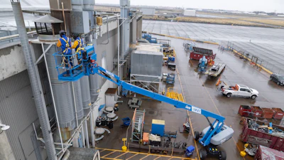 The Genie S-85 XC E in an extended welding application.