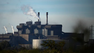 The ArcelorMittal steel plant sits in Fos-sur-Mer, southern France, Monday, Nov. 7, 2022.