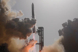 SpaceX's mega rocket Starship lifts off for a test flight from Starbase, Texas, Friday, July 24, 2026.