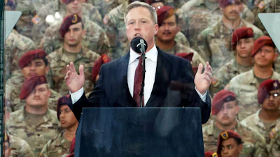U.S. Army Secretary Dan Driscoll speaks at the America 250 celebration at Fort Bragg in Fayetteville, N.C., June 10, 2025.