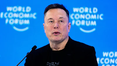 Elon Musk attends the annual meeting of the World Economic Forum in Davos, Switzerland, Jan. 22, 2026.