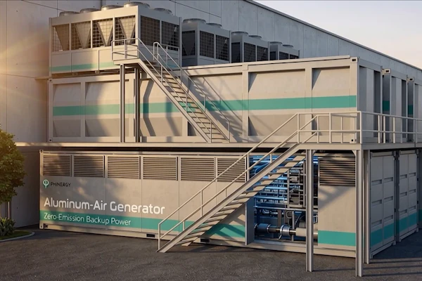 Phinergy's Aluminum-Air Generator depicted in a data center application.