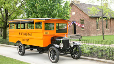 This handout photo provided by The Henry Ford Museum shows a 1927 Blue Bird on display at the Henry Ford Museum in Dearborn, Mich., 2008. This is the oldest surviving school bus in America.