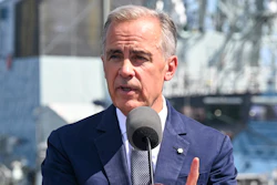 Canadian Prime Minister Mark Carney at the Davie shipyard in Levis, Quebec, Aug. 24, 2026.