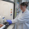 Stephanie Stoll starts a pump as part of an experiment studying the removal of PFAS from water samples at a U.S. Environmental Protection Agency lab in Cincinnati, April 10, 2024.