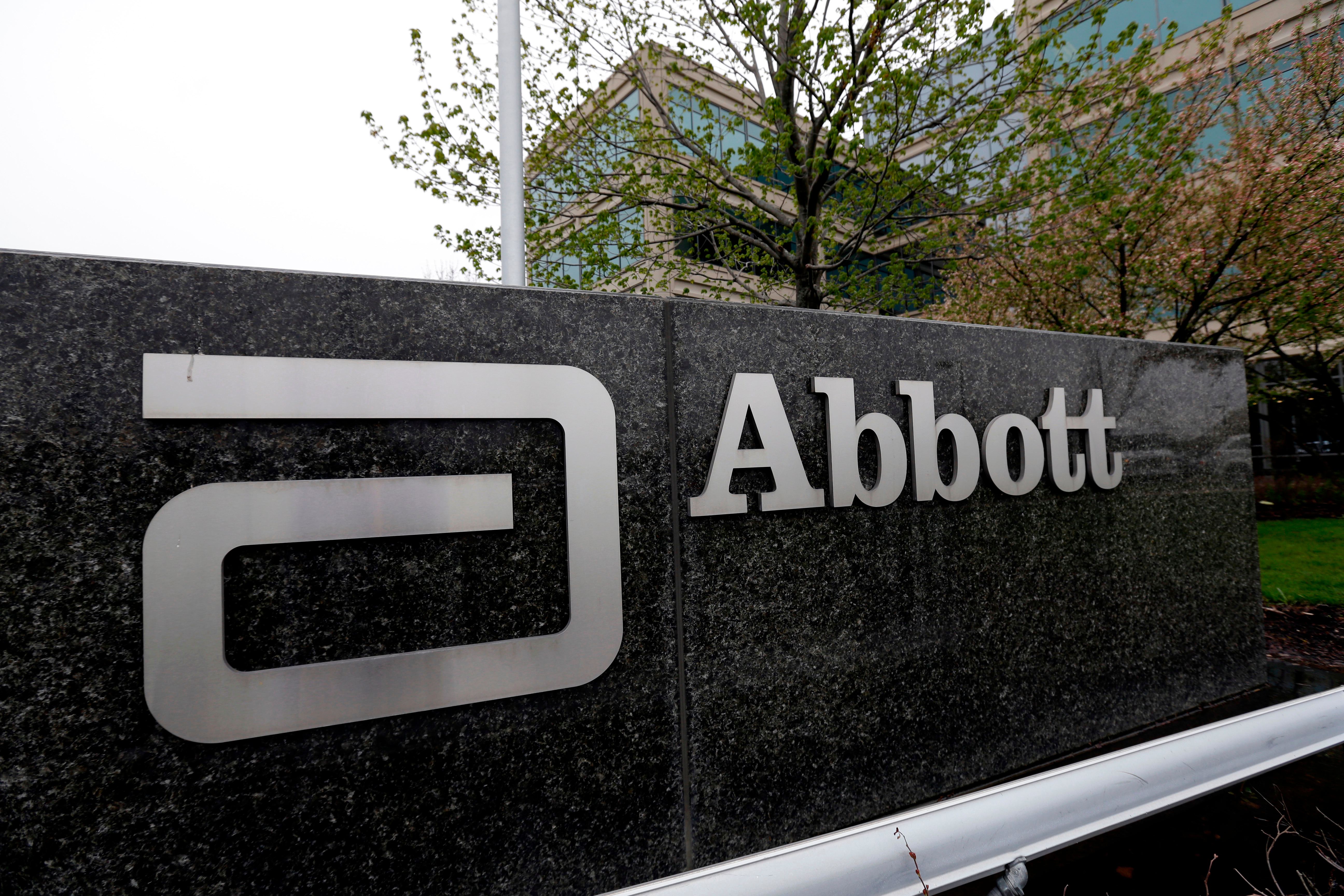 A sign at an Abbott Laboratories campus facility is displayed, April 28, 2016, in Lake Forest, Ill.