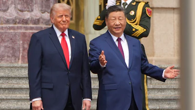 President Donald Trump at a welcome ceremony with China President Xi Jinping at the Great Hall of the People, Beijing, May 14, 2026.