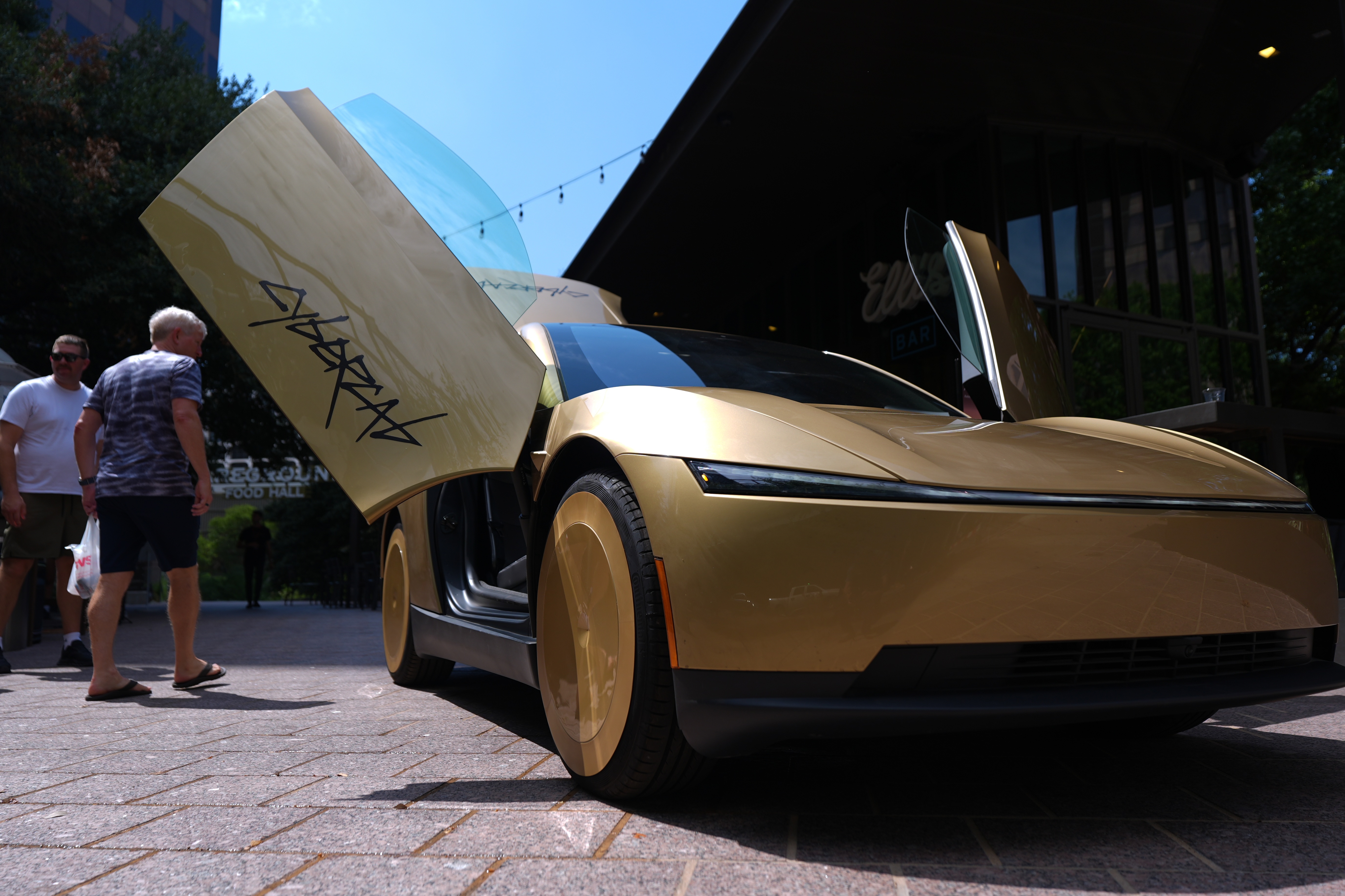 A Tesla Cybercab is displayed in downtown Austin, Texas, Thursday, Sept. 3, 2026.