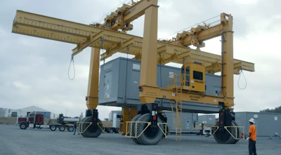 A single Fibrebond electrical module unit being transported.