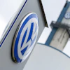 The VW logo in front of the Volkswagen plant in Osnabrueck, Germany, Wednesday, Aug. 26, 2026.