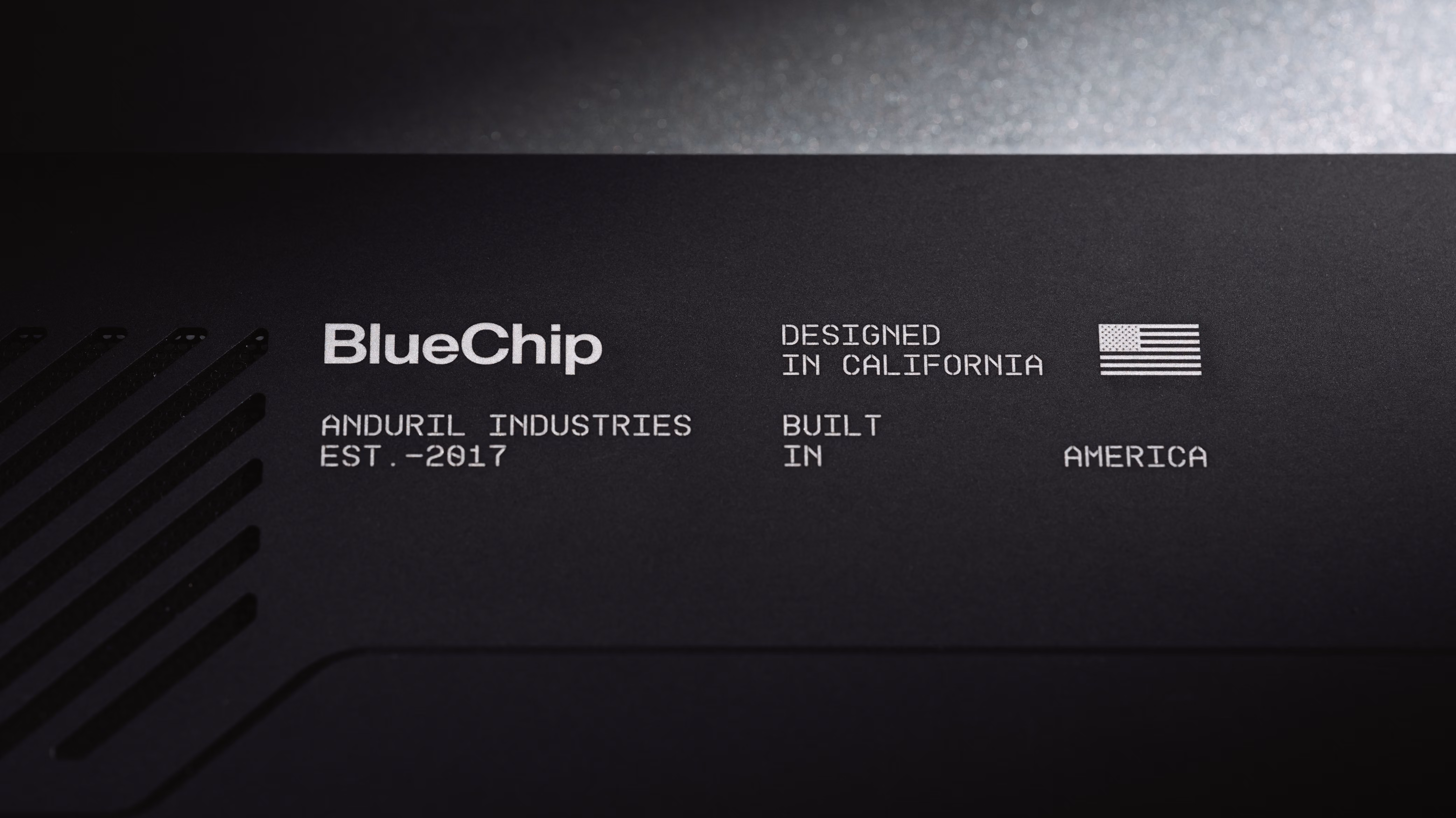 BlueChip branding by Anduril Industries, designed in California, established 2017, built in America