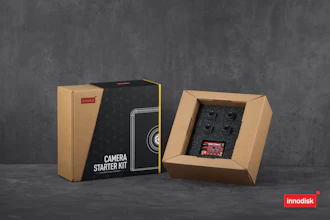 Innodisk Camera Starter Kit packaging with kraft boxes and black protective case containing camera accessories