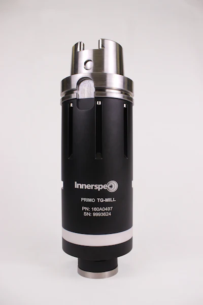 Innerspeeo Primo TG-Mill precision tool with stainless steel head and black cylindrical body